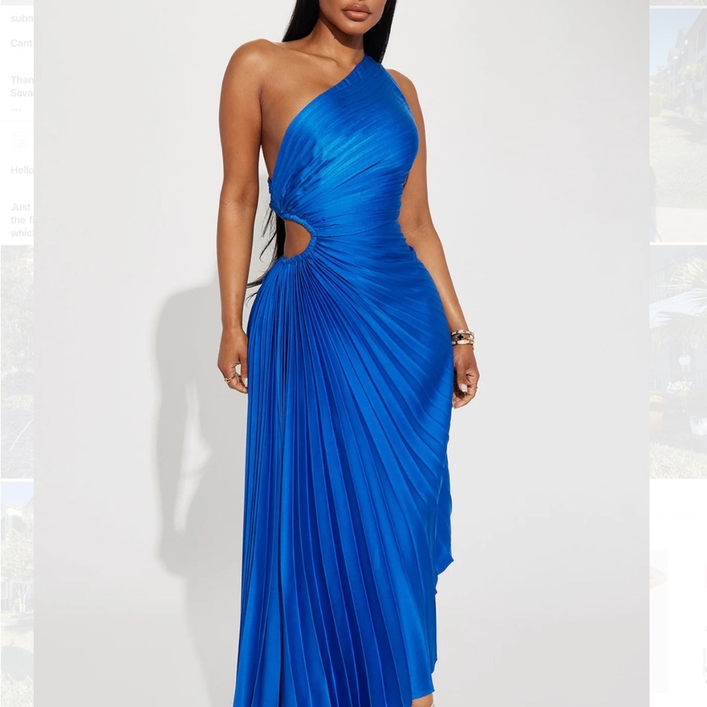 Fashion Nova Vibrant Blue One-Shoulder Dress